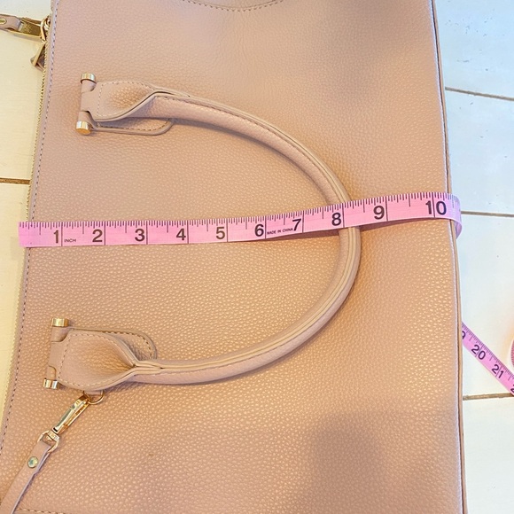 Madison West Pink Satchel Bag Large 13x10 PU Leather Removable Strap Minimalist - Picture 7 of 16